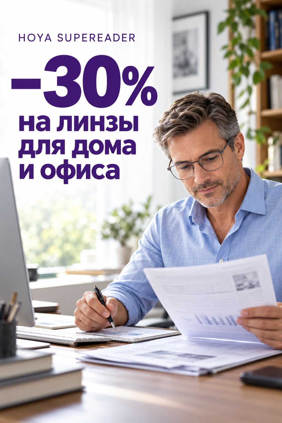 −30% на линзы HOYA SUPEREADER для дома и офиса −30% на линзы HOYA SUPEREADER для дома и офиса